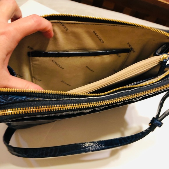 Brahmin Theo IPad/Tablet Navy Melbourne crossbody/Shoulder Bag - Picture 8 of 10